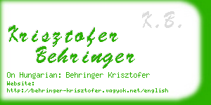 krisztofer behringer business card